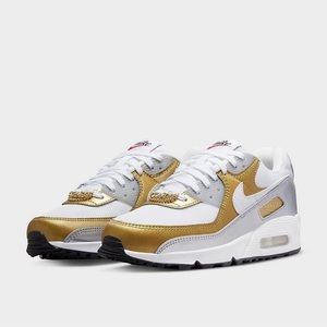 Nike Air Max 90 SE Women’s White/Silver Metallic/Gold Metallic
